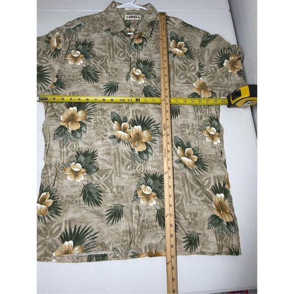 Vintage Campia Moda Men’s Short Sleeve Hawaiian Shirt Beige Hibiscus Size M - Picture 6 of 8